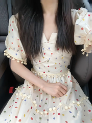 French polka dot retro polka dot dress in summer