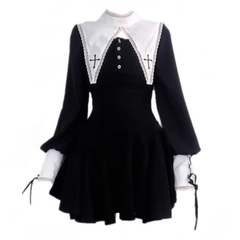 Gothic nun dress halloween little black dress