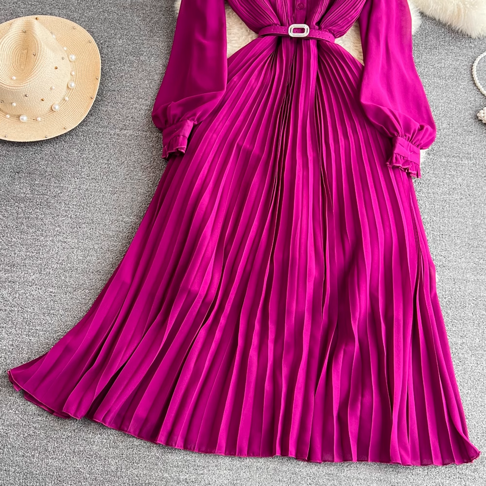 Chic A-line Pleated Maxi Dress