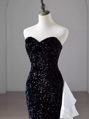 Black evening gown sequined mermaid dress