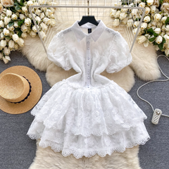 Embroidered princess dress with sweet ruffles and temperament dress