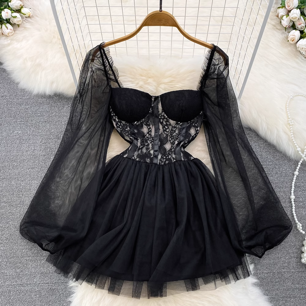 Black A-line Tulle Dress