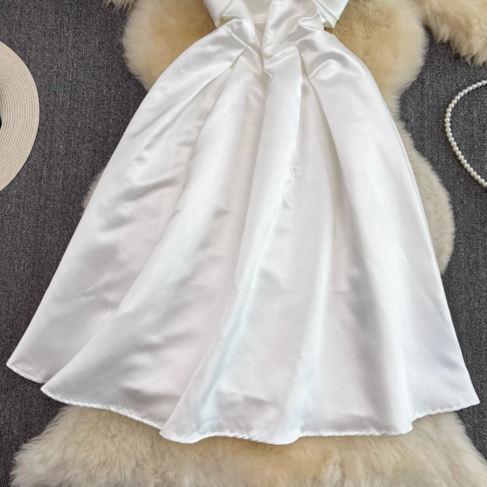 Women's Bowknot Off The Shoulder A-line White Dress
