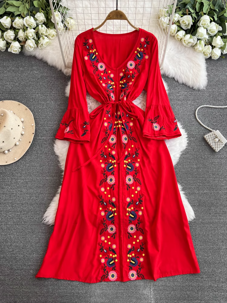 Bohemian Beach Maxi V Neck Dress