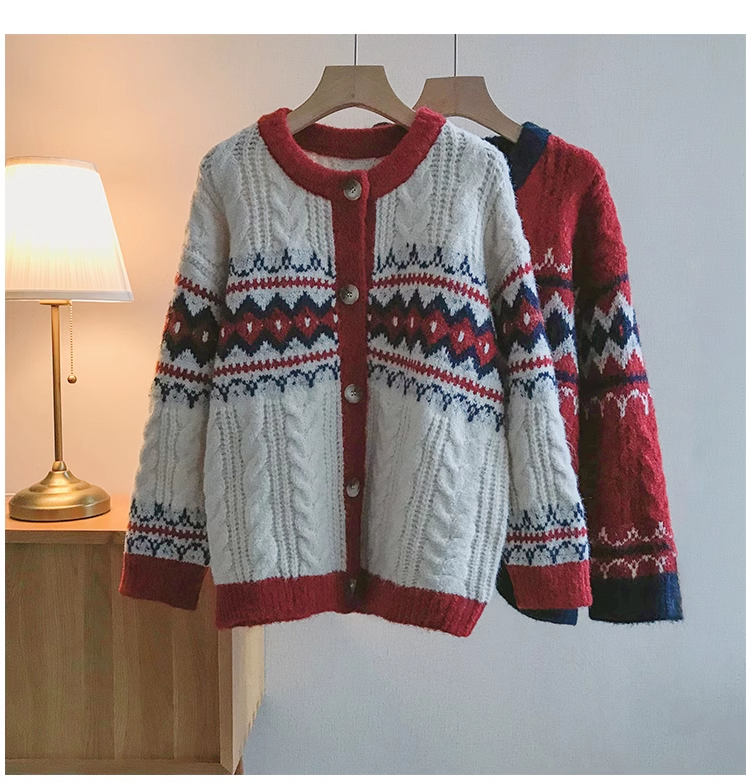 Christmas style design sense loose soft waxy knitted sweater