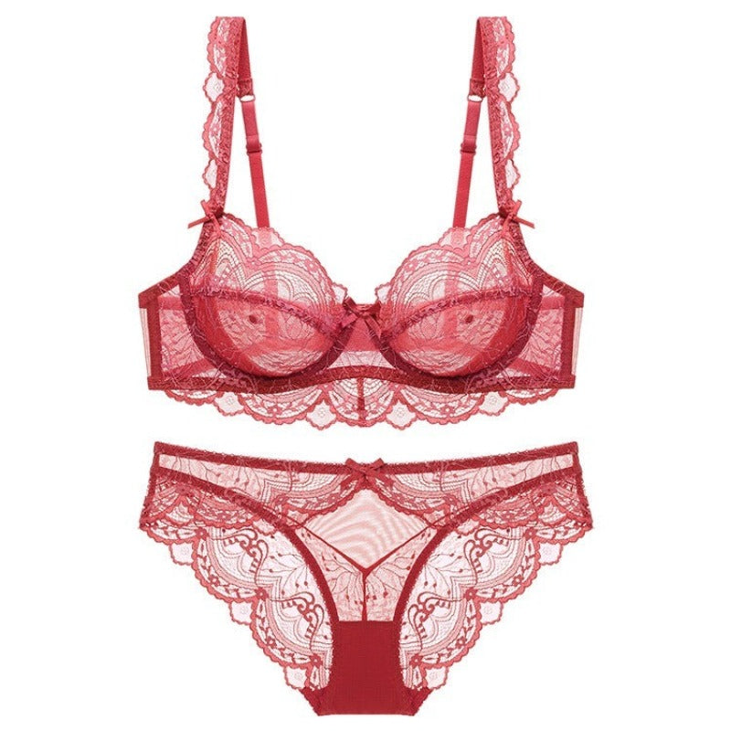 Embroidery Ultrathin Underwire Lingerie Set