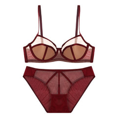 French Stitching Push-Up Bra And Panties Set