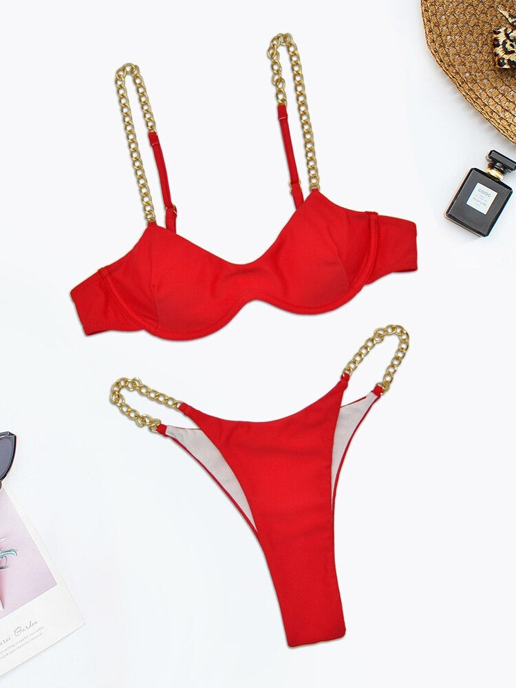 Das zweiteilige Splash Chain Bikini-Set