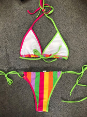 Contrast Color Patchwork Bikini