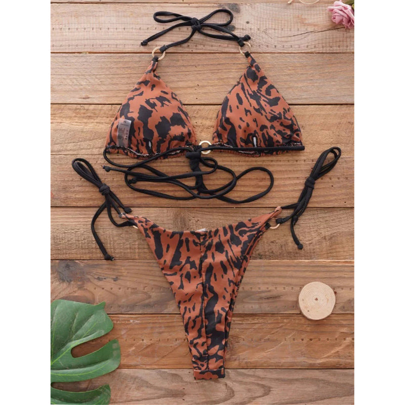 Bikini elegante de color sólido para mujer de verano