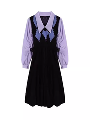 polo collar long sleeve dress in autumn