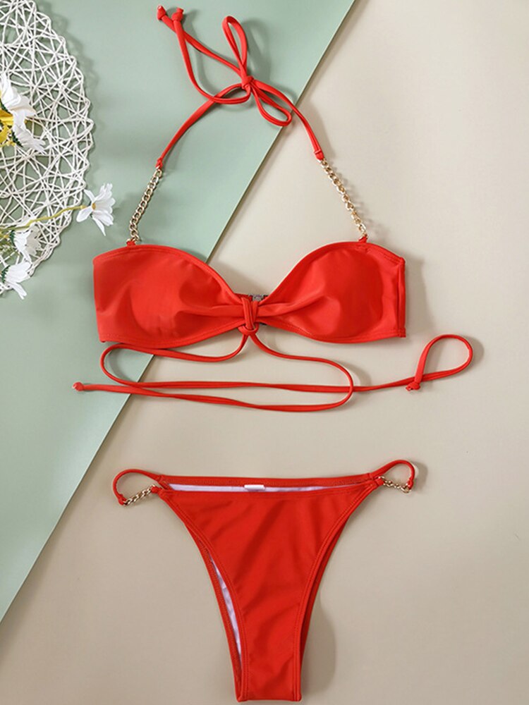 Conjunto de bikini de dos piezas Orange Honeymoon