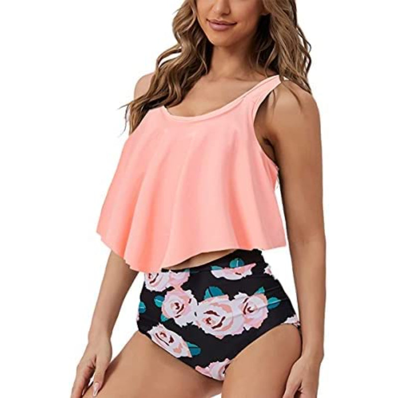 Damen Tankini-Bikini-Set mit Rüschenvolant