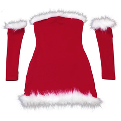 Christmas limited plush trim tube top dress