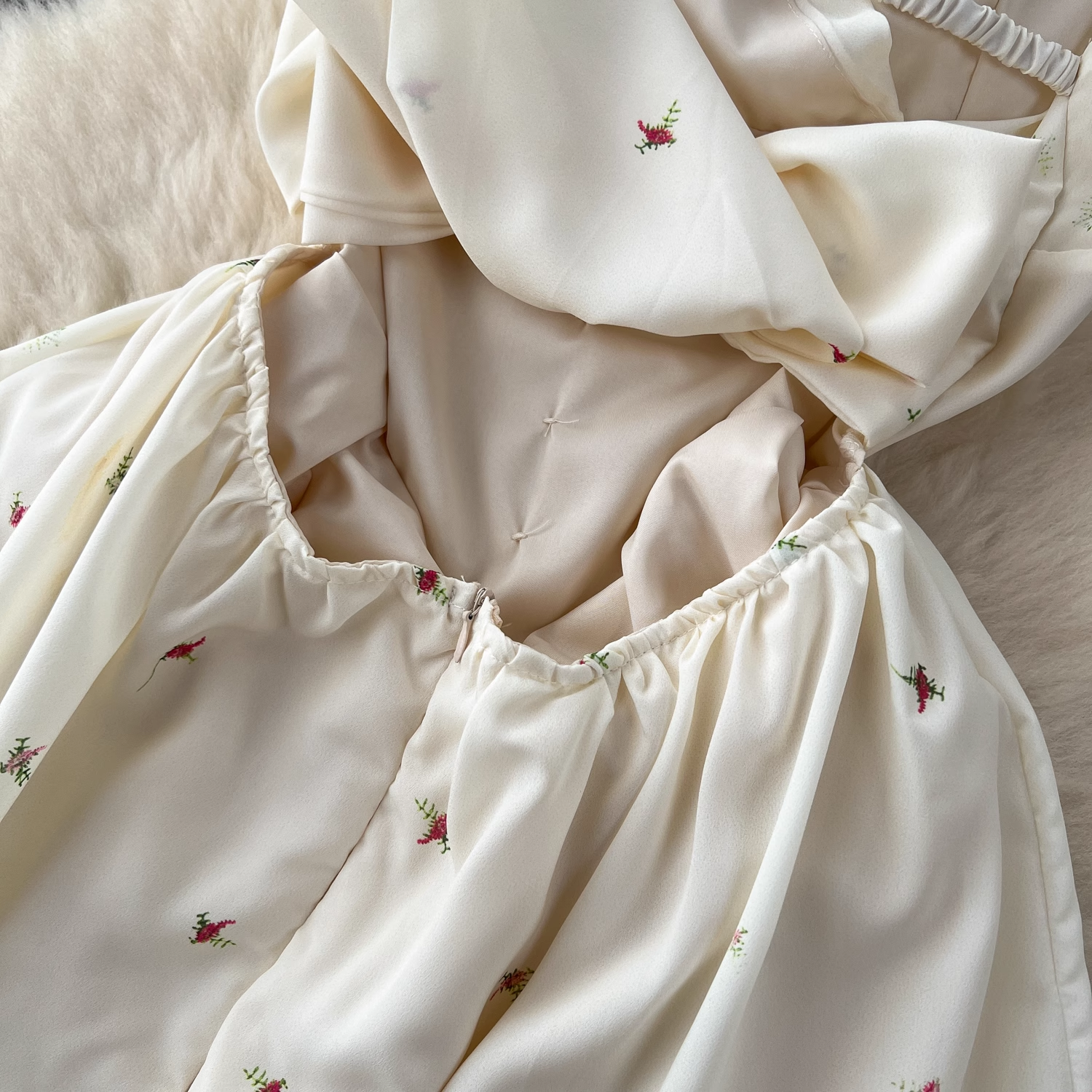 Retro style halter neck strap floral summer dress