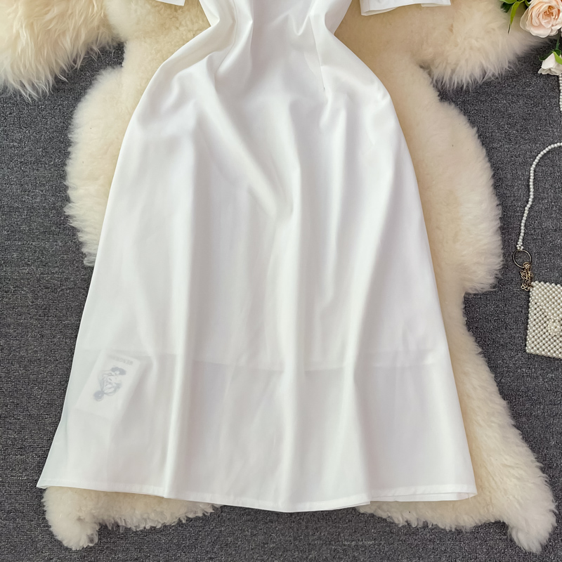 Sweet square neckline short summer white dress