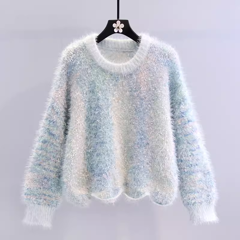 Lazy style loose furry knit