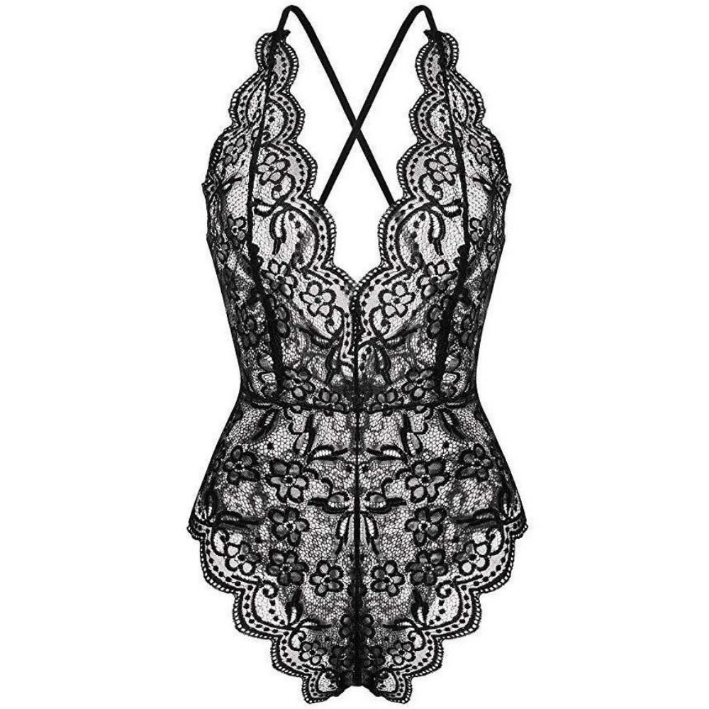 Wunderschöner Onesie aus floraler Spitze | Transparenter Spitzen-Bodysuit-Dessous | Teddy-Body