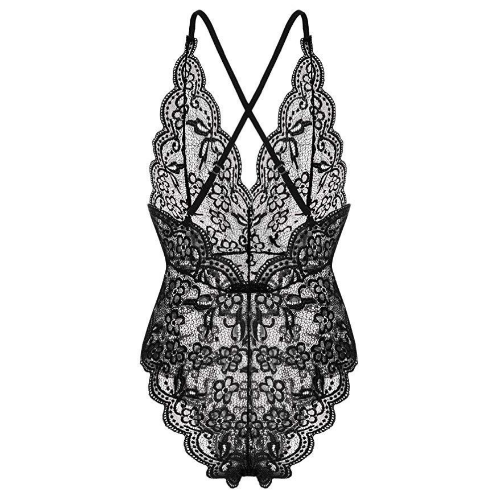 Wunderschöner Onesie aus floraler Spitze | Transparenter Spitzen-Bodysuit-Dessous | Teddy-Body