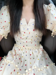French polka dot retro polka dot dress in summer