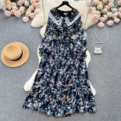 Vestido floral con cuello de muñeca para mujer