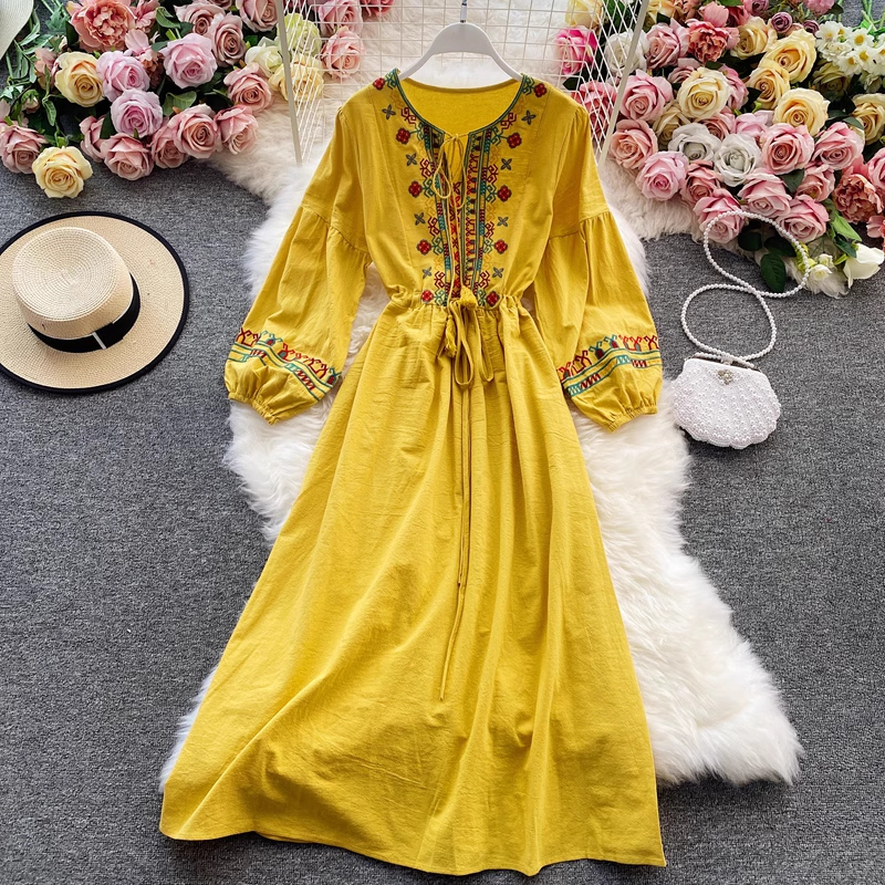 Women's beach vacation dress bohemian beach dress