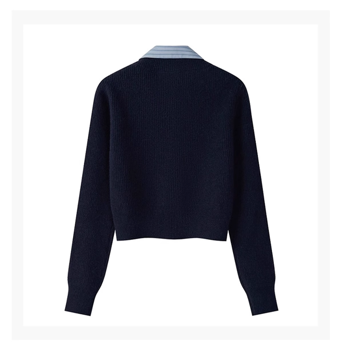 College style sweater autumn and winter new fake two-piece sweater British polo collar