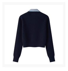 College style sweater autumn and winter new fake two-piece sweater British polo collar