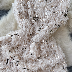 Furry fringed sequin dress