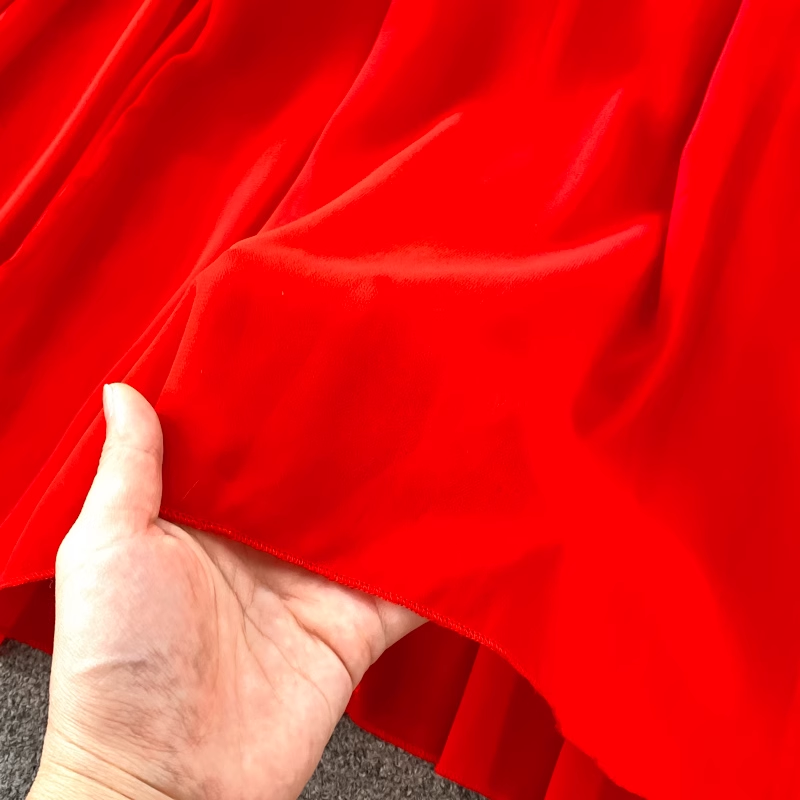 Red Off Shoulder Chiffon dress