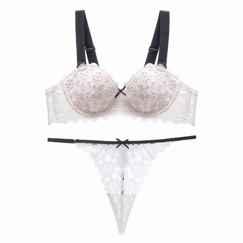 Floral Embroidery Push Up Bra And Panty Set