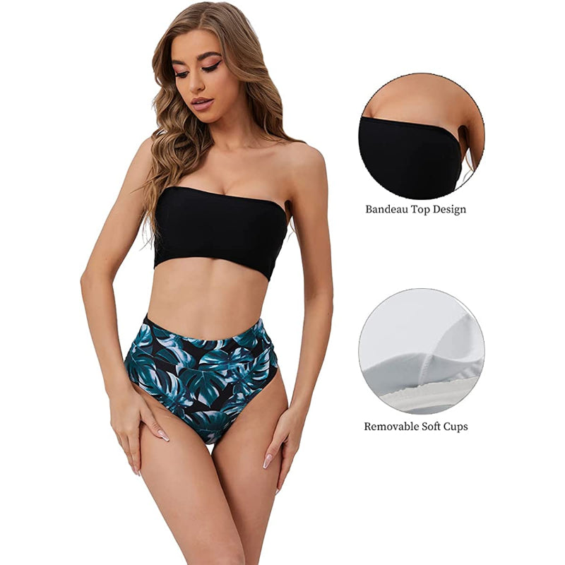 Bandeau-Bikini-Set Badeanzüge mit Schultergurt