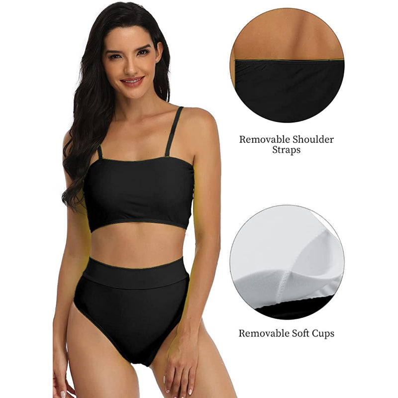 Bandeau-Bikini-Set Badeanzüge mit Schultergurt