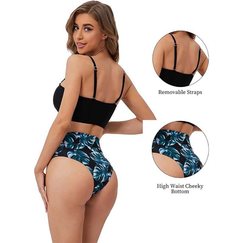 Bandeau-Bikini-Set Badeanzüge mit Schultergurt