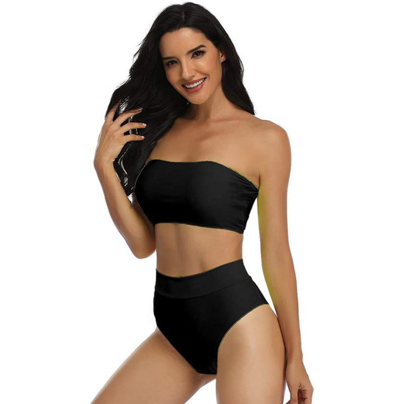 Bandeau Bikini Set Swimsuits With Shoulder Strap