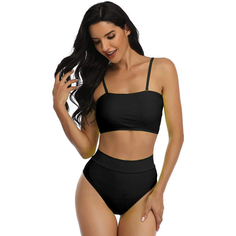 Bandeau Bikini Set Swimsuits With Shoulder Strap