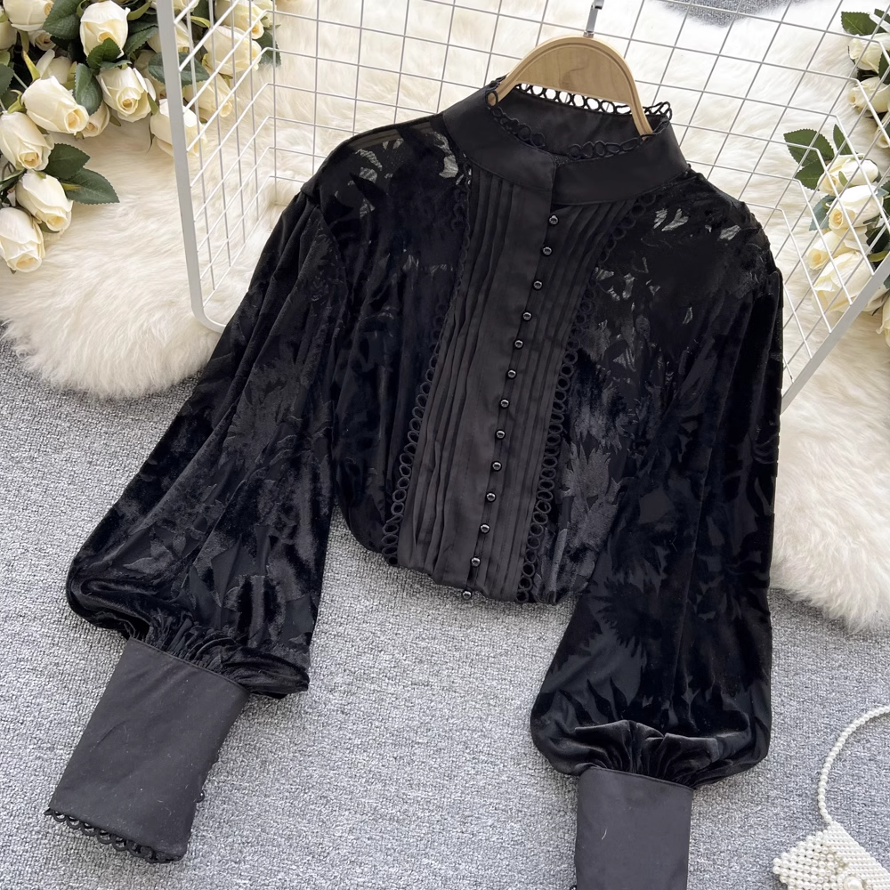 Women's Puff Sleeve Lace Blouses