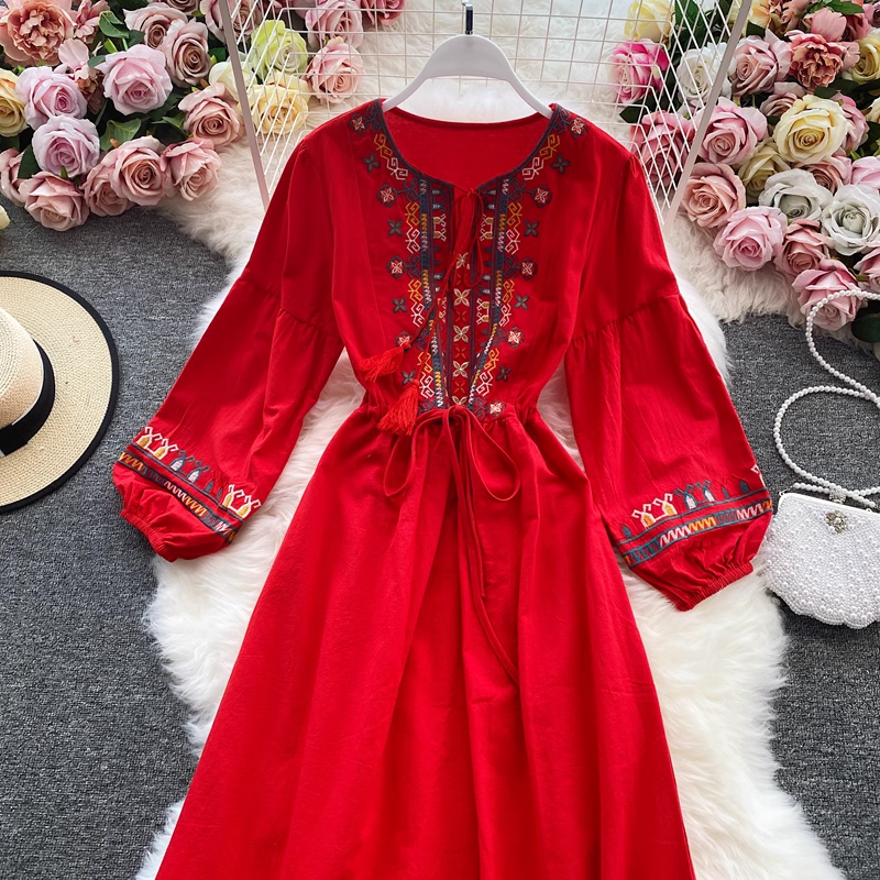 Women's beach vacation dress bohemian beach dress