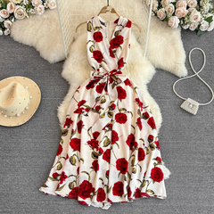 Women's summer rose print dress