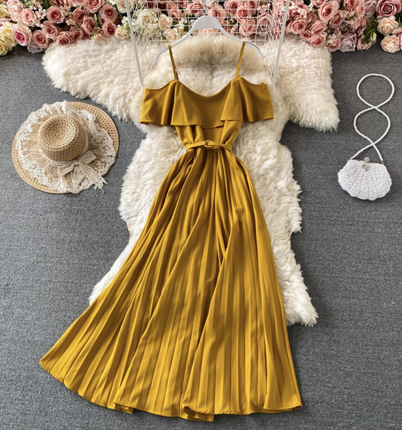 Cute A line dress off shoulder dress maxi dress