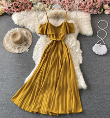 Cute A line dress off shoulder dress maxi dress