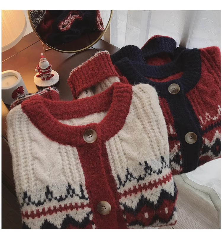 Christmas style design sense loose soft waxy knitted sweater