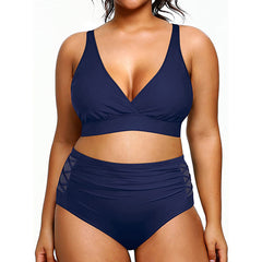 Super Stylish High Waisted V-Neck Elastic Closure Bikini For Women