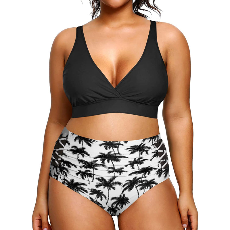 Super stylischer Damen-Bikini mit hoher Taille, V-Ausschnitt, elastischem Verschluss