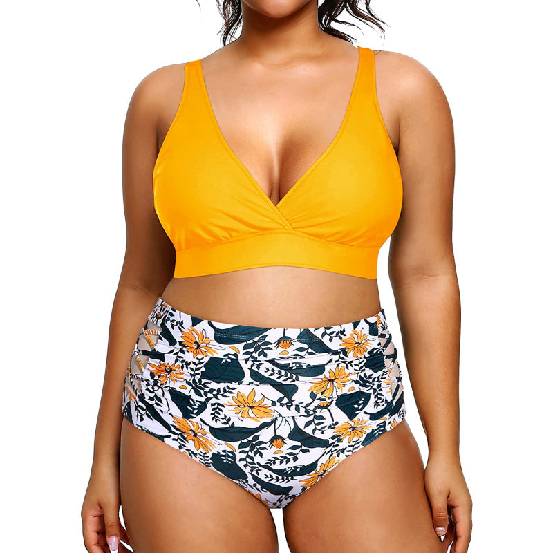 Super stylischer Bikini mit hoher Taille, V-Ausschnitt und elastischem Verschluss für Damen