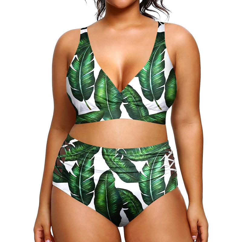 Super stylischer Damen-Bikini mit hoher Taille, V-Ausschnitt, elastischem Verschluss