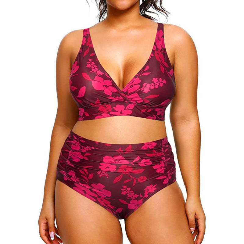 Super stylischer Damen-Bikini mit hoher Taille, V-Ausschnitt, elastischem Verschluss