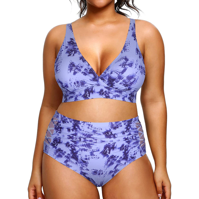 Super stylischer Damen-Bikini mit hoher Taille, V-Ausschnitt, elastischem Verschluss