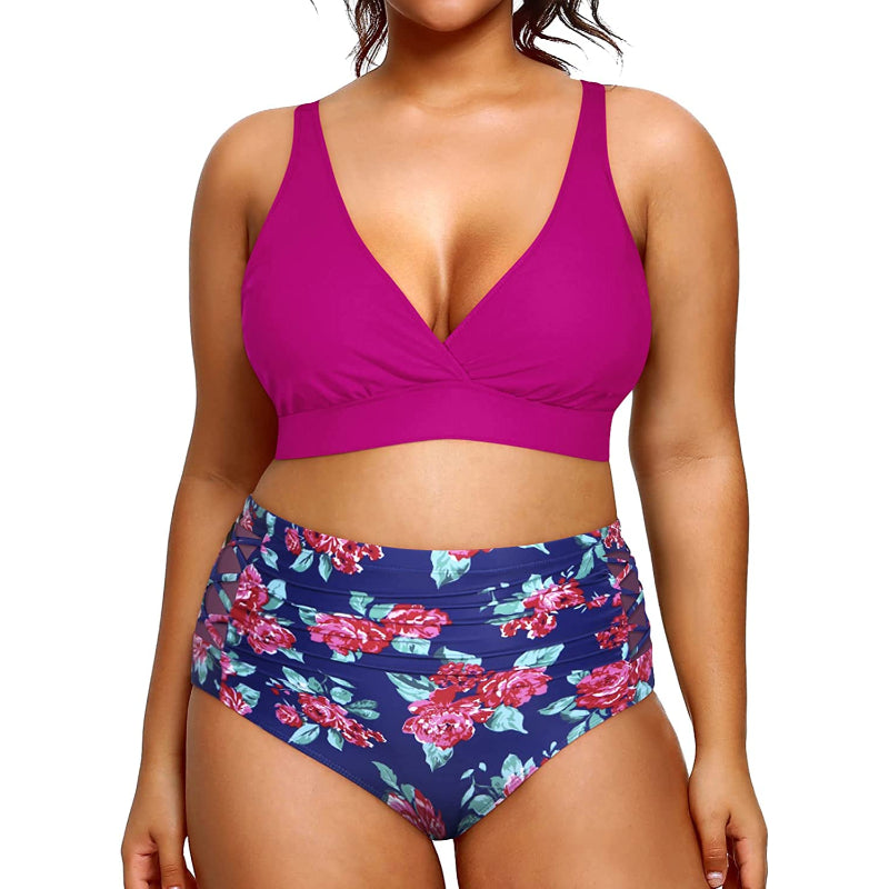 Super stylischer Bikini mit hoher Taille, V-Ausschnitt und elastischem Verschluss für Damen