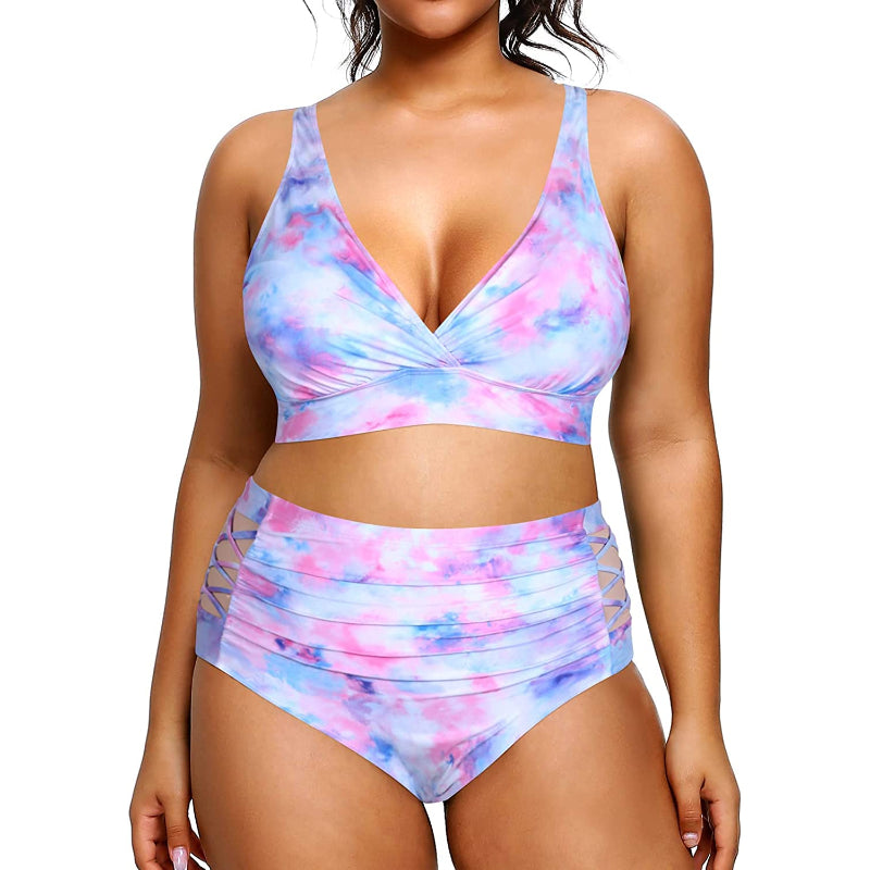 Super stylischer Damen-Bikini mit hoher Taille, V-Ausschnitt, elastischem Verschluss